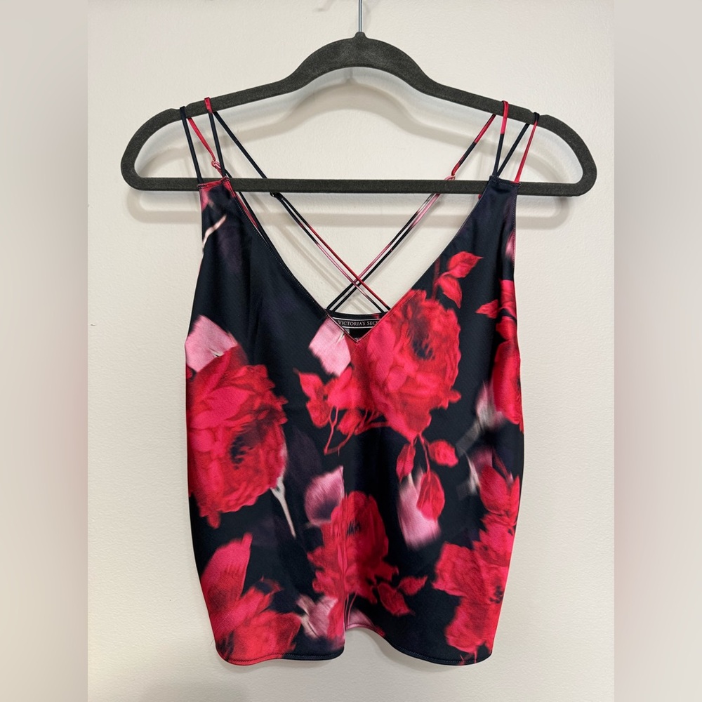 Victoria's Secret Black and Pink Floral tank - Picture 2 of 4